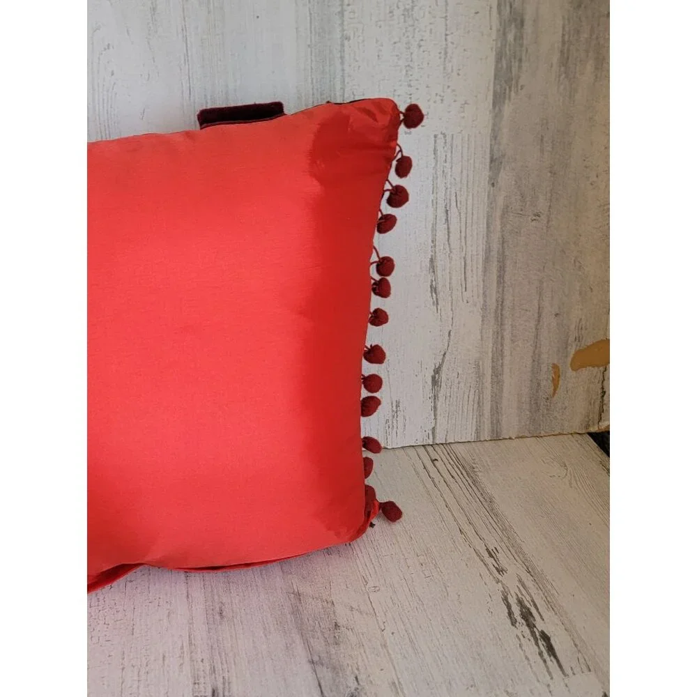 Pier One rectangle flower pom‎ pom pillow decor